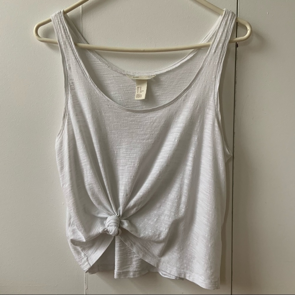 h&m basics white cropped tank